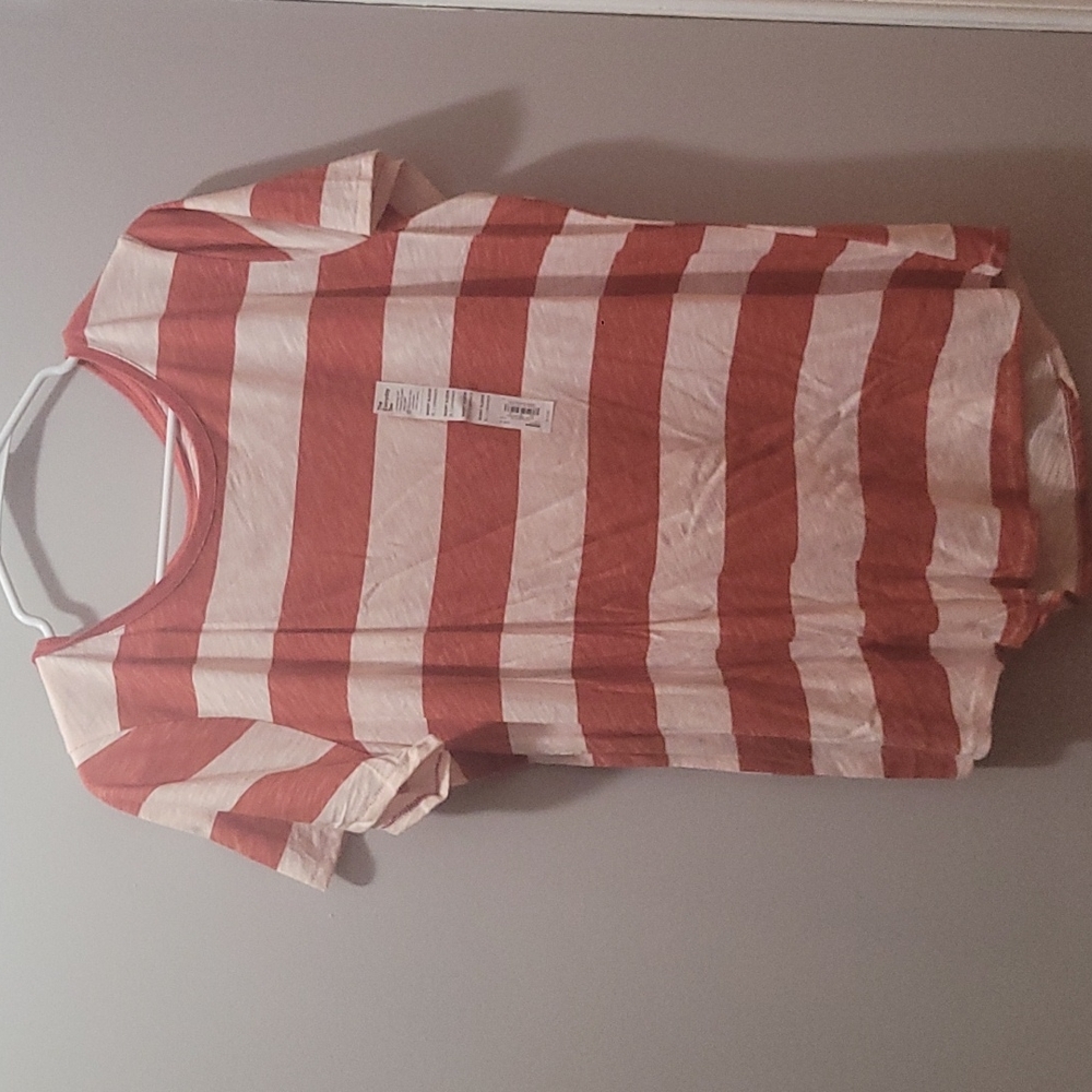 Sonoma Crewneck Striped Short Sleeve Tee-Burnt Orange and Pale Orange XL